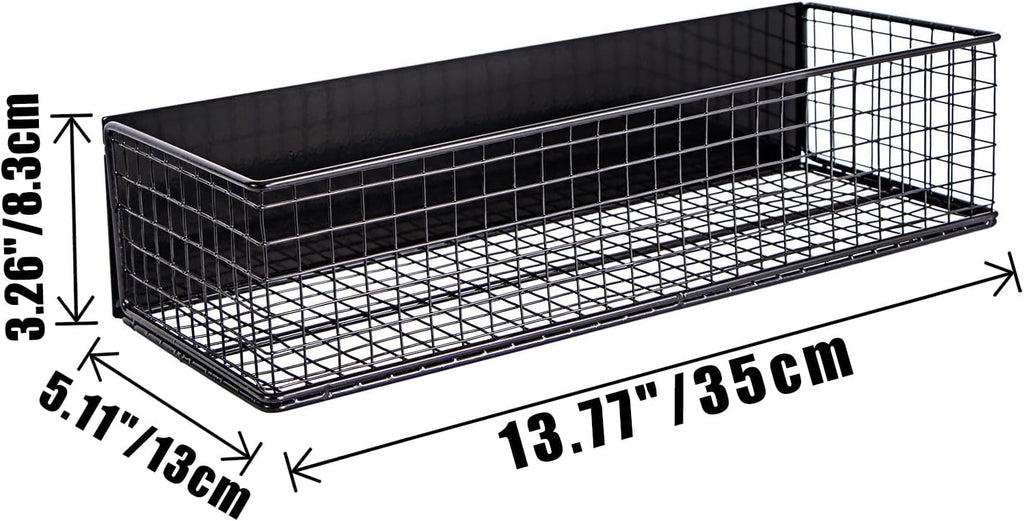 Black Magnetic Wire Mesh Shelf, 13.77" x 5.11" x 3.26" P701