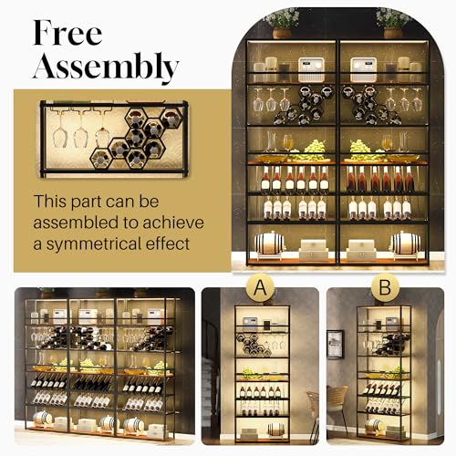 Black Gold 7-Tier Tall Bar Cabinet Wine Rack B91287