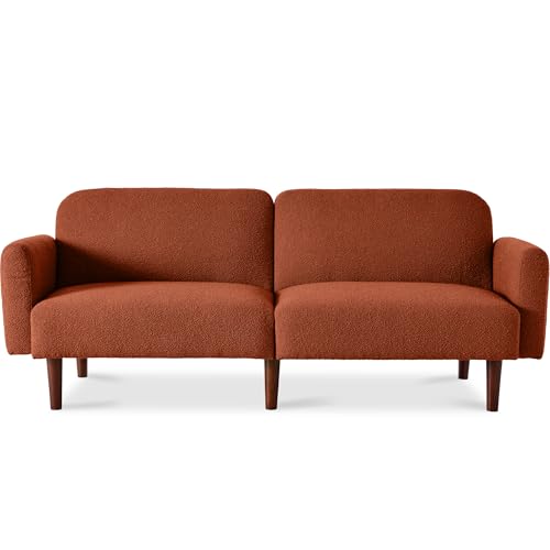 Slate Blue Boucle Loveseat Sofa with Real Wood O61984