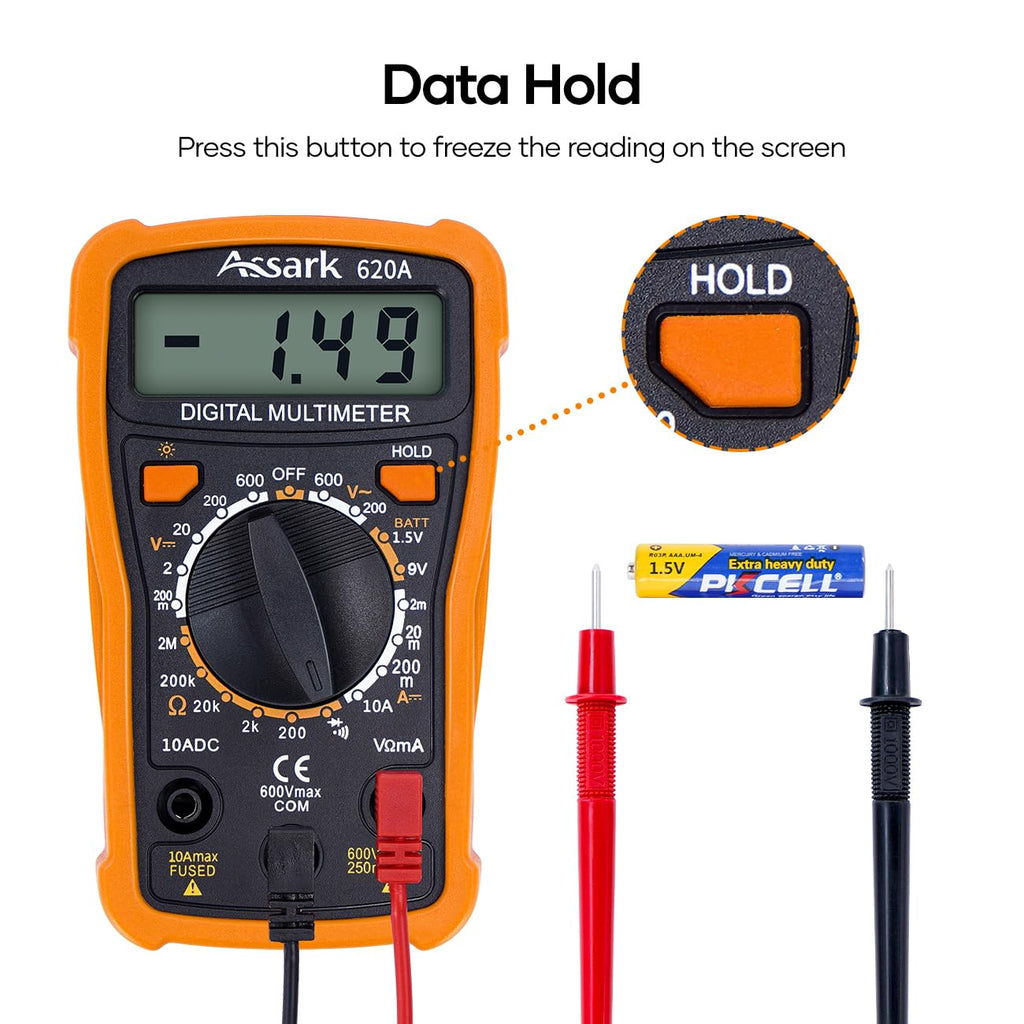 2000 Counts Digital Multimeter with Backlit LCD Display G59557