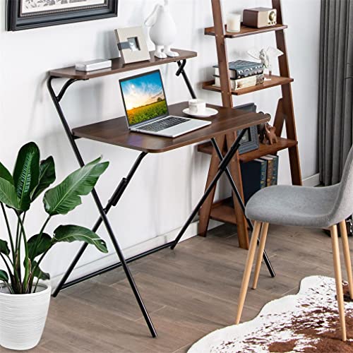 2 Tier Folding Brown Desk P594