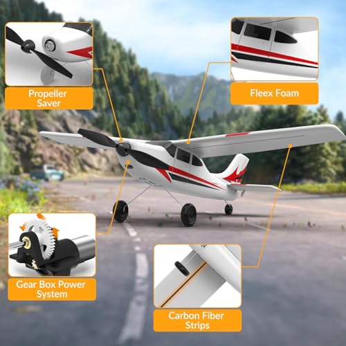 RC Plane Trainer 3CH Remote Control Airplane with Prop Saver, 6-Axis Gyro Stabilizer, 400mm Green B8749