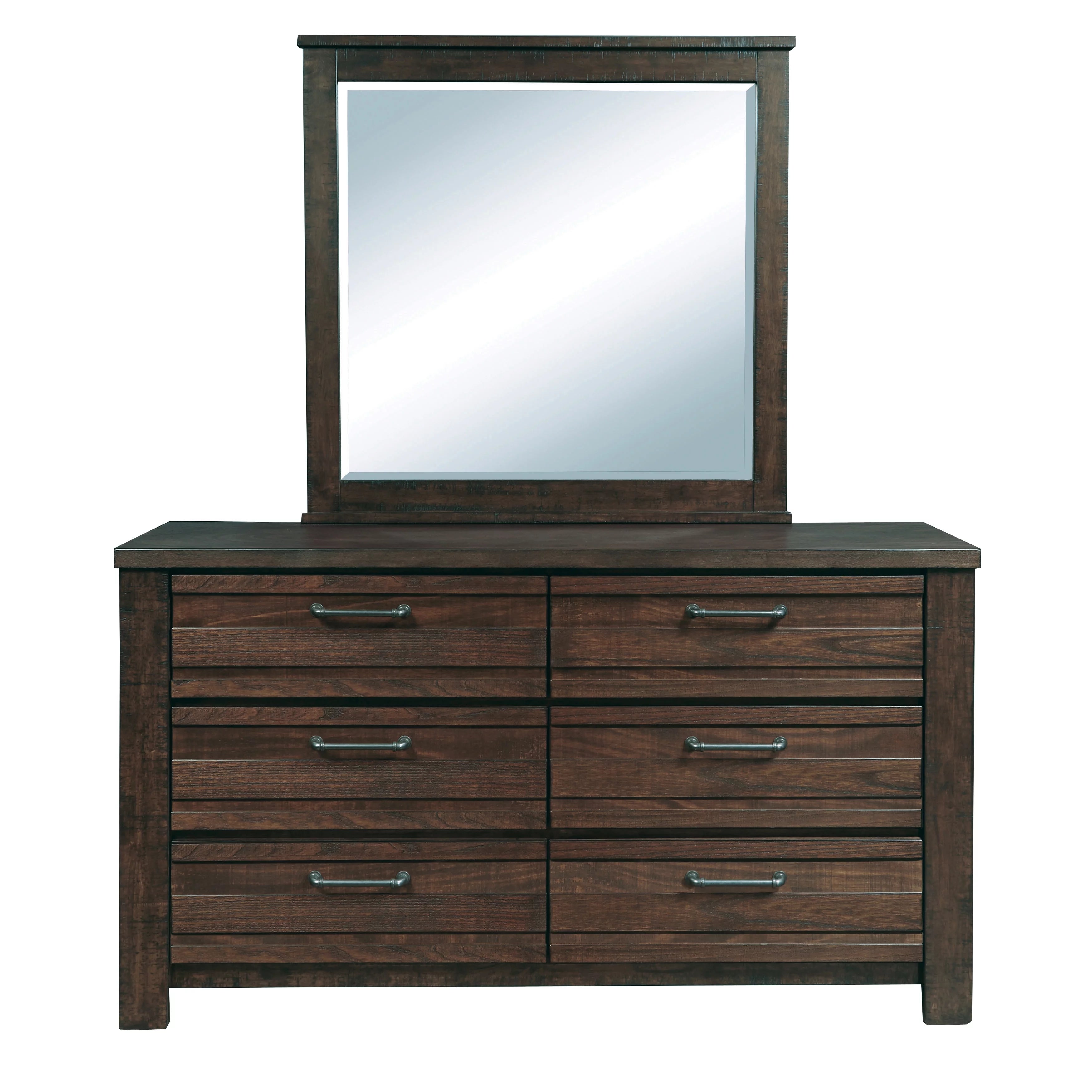 Espresso Wood Queen Bedroom Set with Dresser, Mirror, Nightstands, Chest Y104797