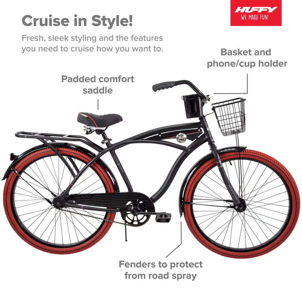 26" Matte Black Cruiser Bike S807848