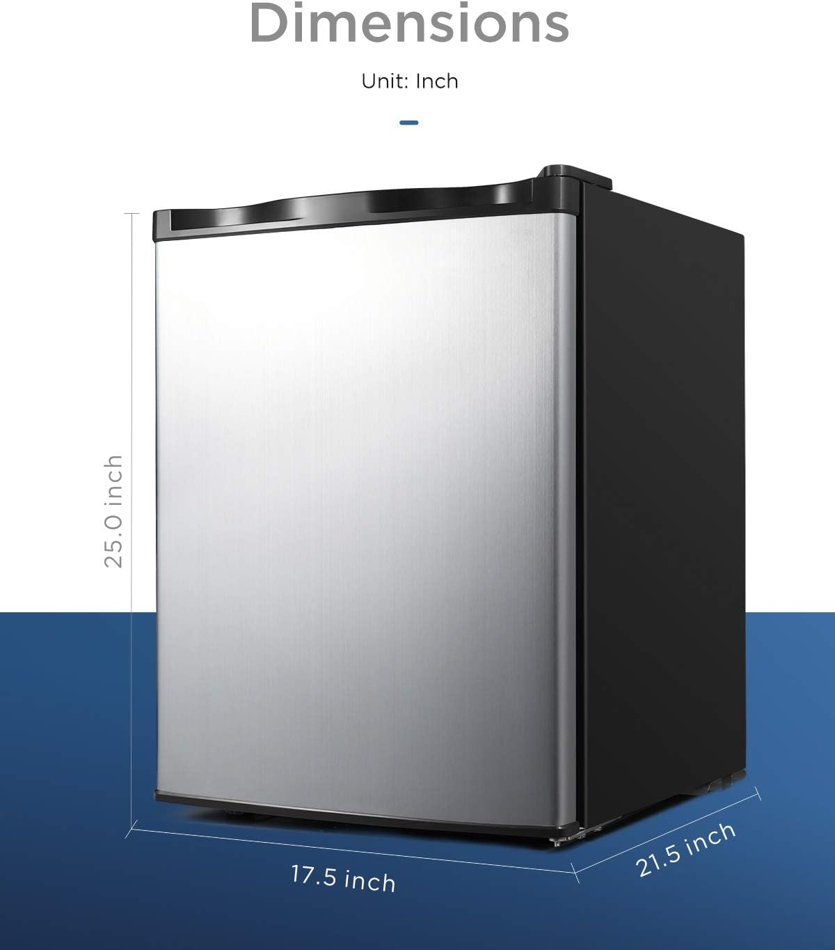 2.1 Cubic Feet Silver Compact Mini Freezer Q8290
