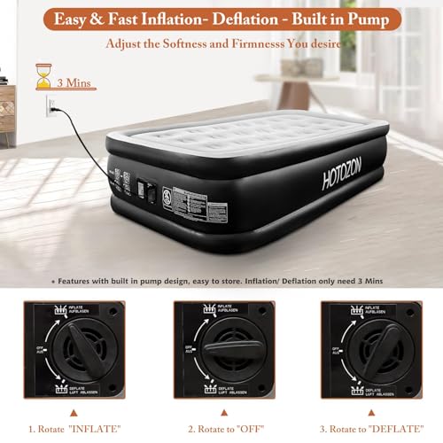 Twin Air Mattress with Built-in Pump, 18" Foldable Blue Air Bed L800