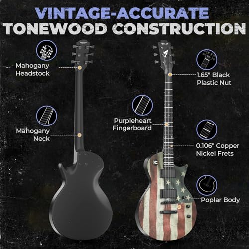 39" Solid Body Electric Guitar with Humbucker Pickups, Poplar Body, Mahogany Neck, 22 Frets, 6 String, Gig Bag, Matte, Camouflage N7967