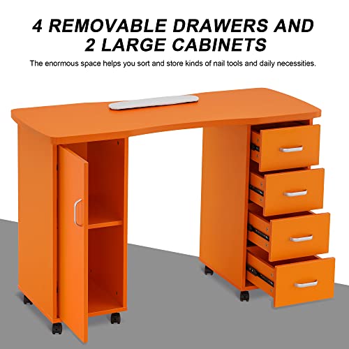 White Nail Table with 4 Drawers A17025