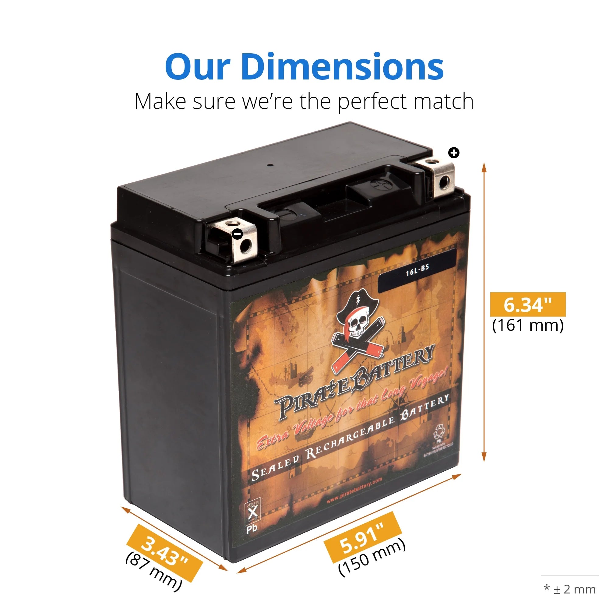 YTX16L-BS 12 Volt 14 Ah 230 CCA ATV Battery I77358