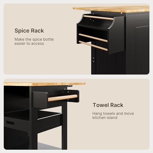 White Rolling Kitchen Island with Drop Leaf T2069