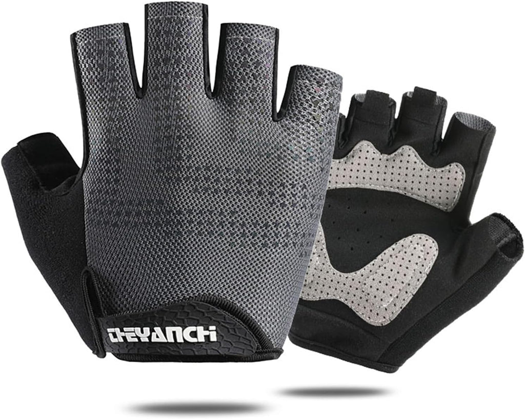 Gray Half Finger Workout Gloves (XL) U30361