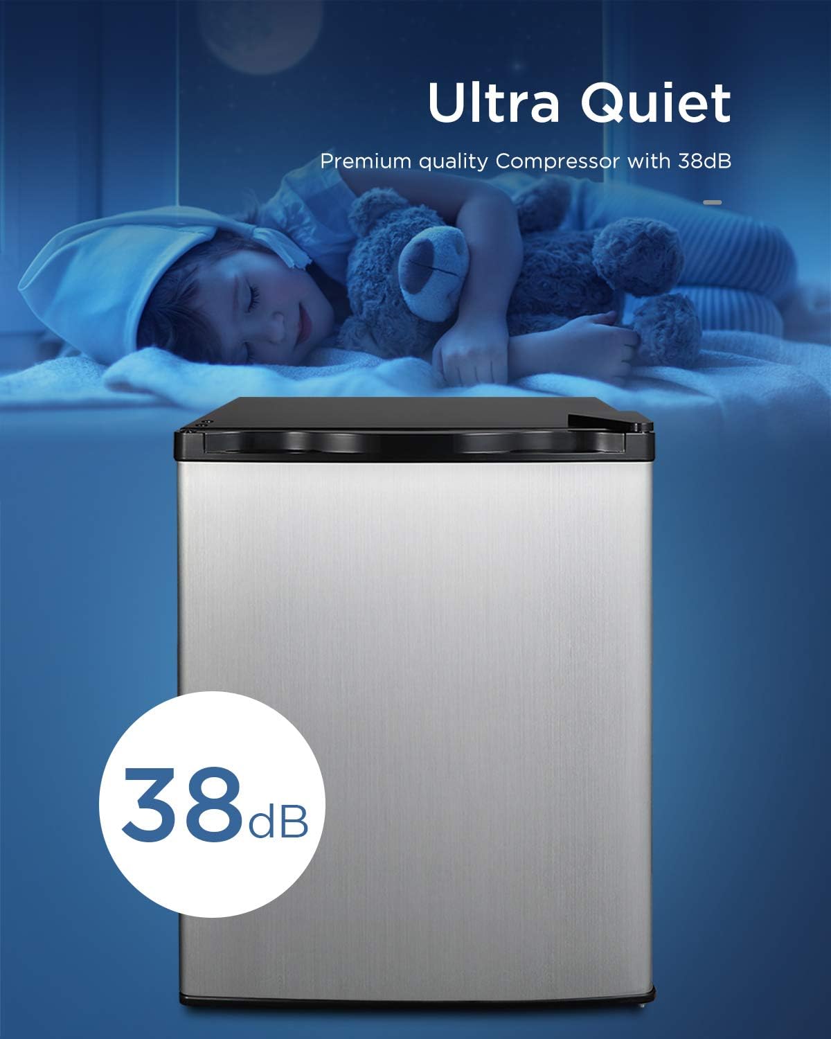 2.1 Cubic Feet Silver Compact Mini Freezer Q8290