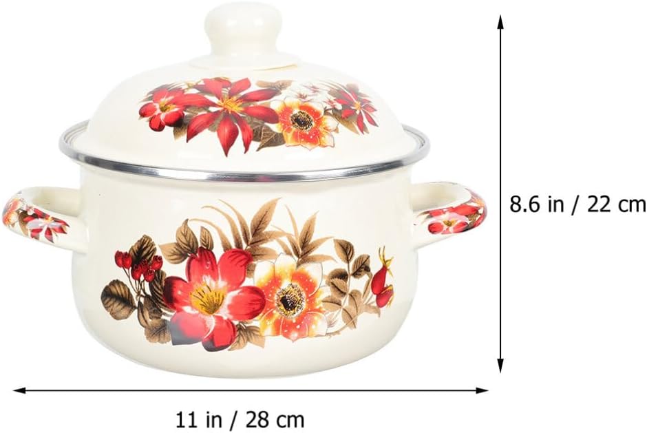 Small Enamel Pot with Lid 22cm X9882