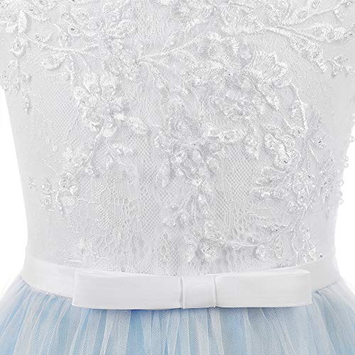 Girls Long Sleeve Lace Flower Wedding Bridesmaid Party Dresses Floor Length Tulle Ball Gown V455