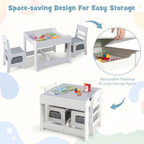 Pink Kids Table and Chair Set with Storage S650217