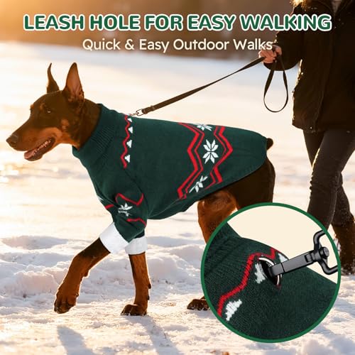 XXL Dog Knit Turtleneck Pullover with Leash Hole H7289