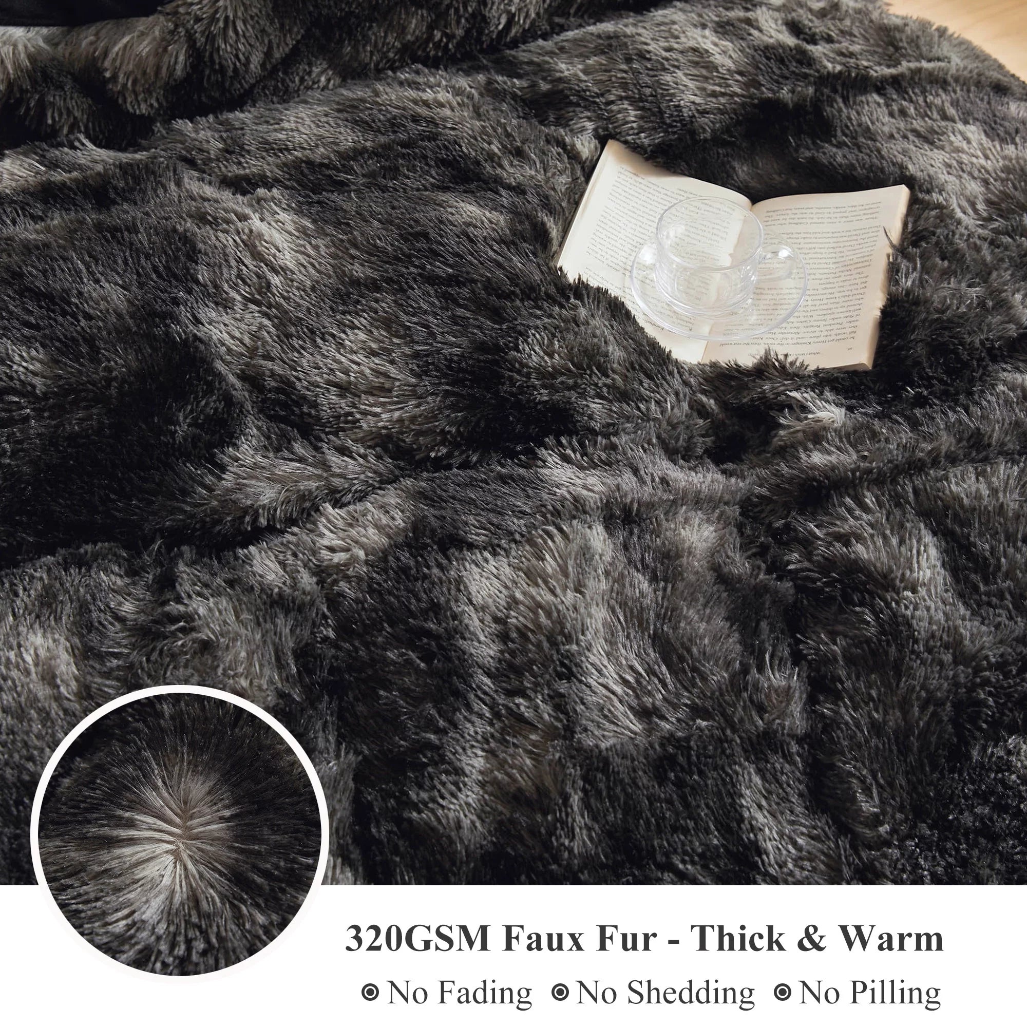 Tie Dye Plush Shaggy Duvet Cover Set, 3 Pieces Velvet Fluffy Furry Bedding Set, Queen W759