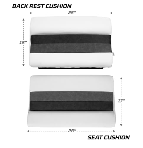 28" Pontoon Bench Seat Cushion Set, Grey/Navy/Blue X500