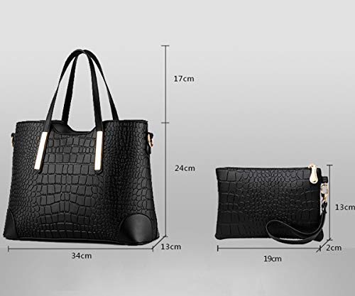Faux Leather Top Handle Handbags 2 Pcs Set T7972