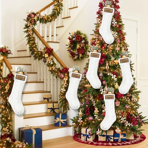 6 Pack 18in Large Knitted Christmas Stocking Set V340