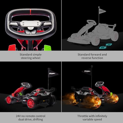 24V Electric Drift Kart with Adjustable Seat & EVA Silent Wheels N7240