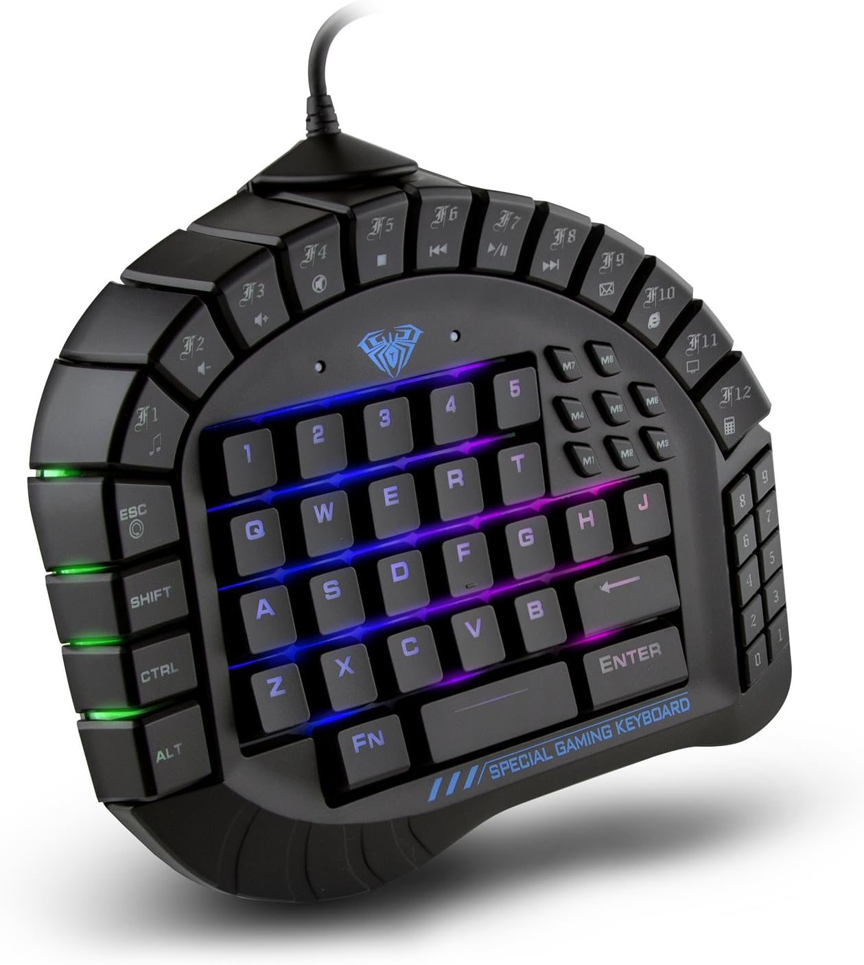 One Handed Mechanical Gaming Keyboard with Blue Switches and RGB Backlit G560111