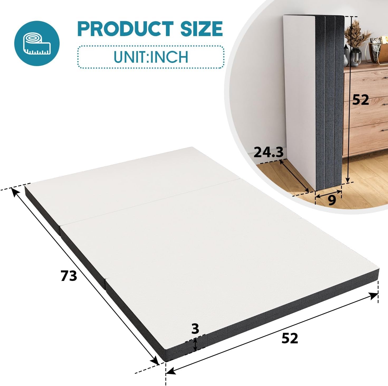 3 Inch Full Trifold Mattress with Washable Cover J6735