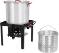 80 Qt Aluminum Seafood Boil Pot with Steam Basket and Propane Jet Burner Z1446