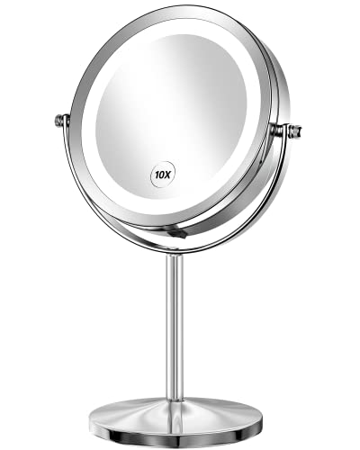 1x/10x Magnifying Lighted Makeup Mirror Double Sided Round Swivel 7 Inch A7150