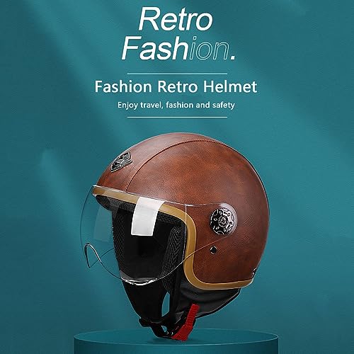Leather Vintage Motorcycle 3/4 Helmet G638