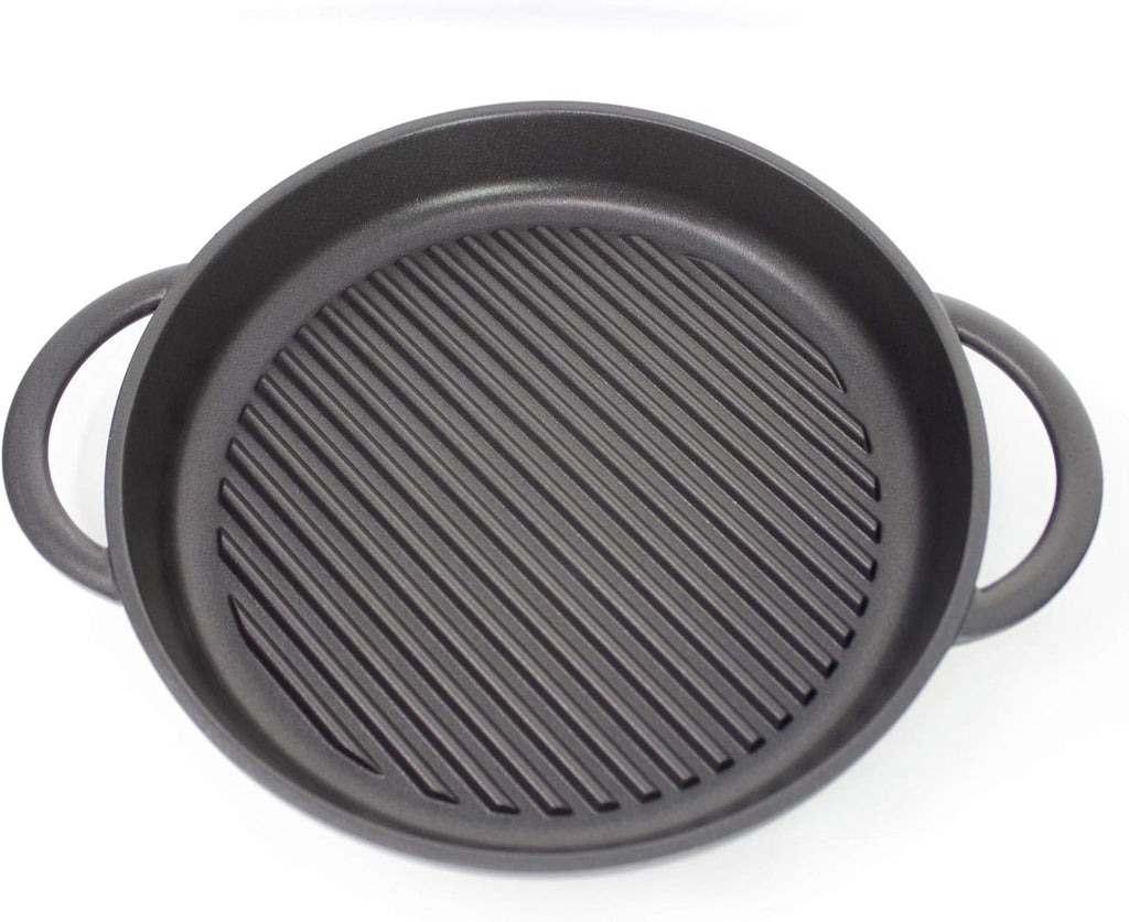 Cast Aluminium Griddle Pan with Glass Lid, 10.6 Diameter, Non-Stick E6867