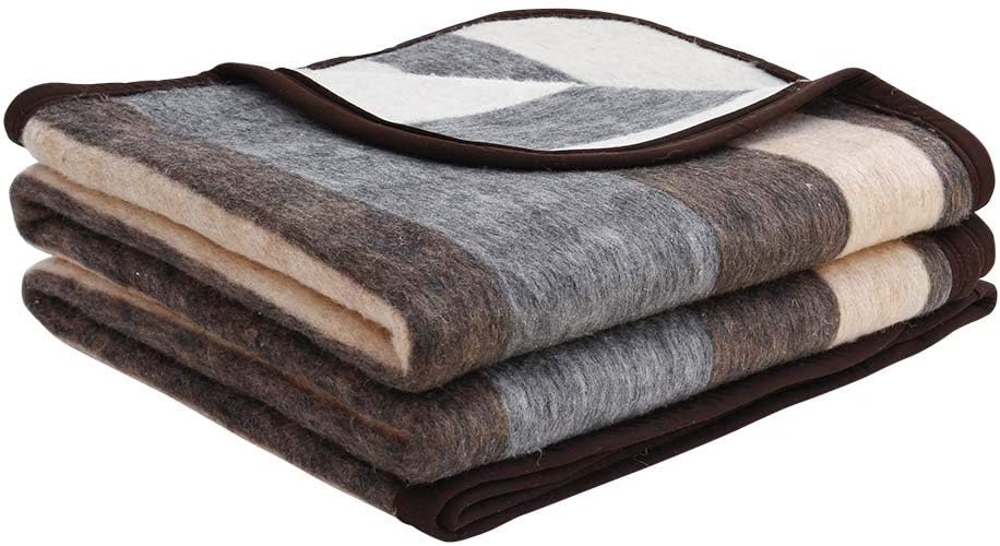 Beige/Brown/Gray Full/Queen Alpaca Sheep Wool Blanket T499