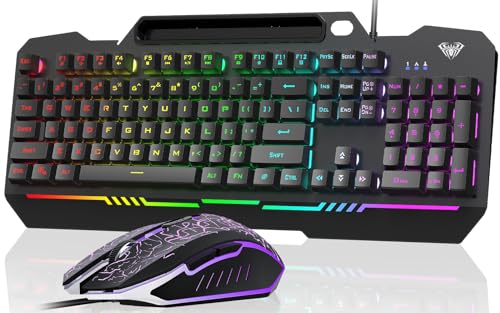 Gaming Keyboard and Mouse Combo with RGB Backlit, All-Metal Panel, Anti-Ghosting, USB Wired E96833
