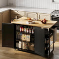 White Rolling Kitchen Island with Drop Leaf T2069