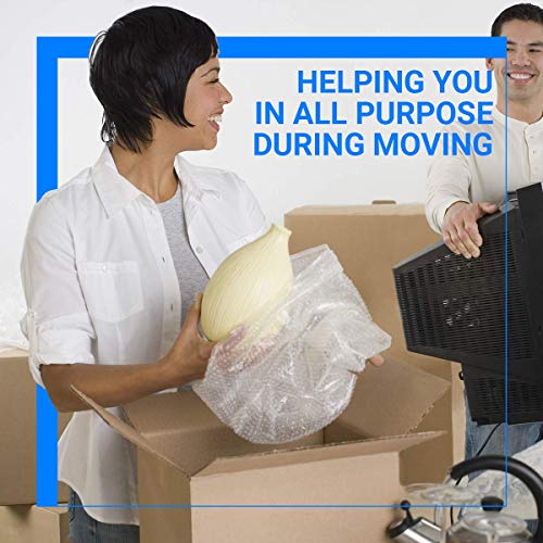 2-Pack Bubble Cushioning Nylon Wrap Rolls, 3/16" x 12" x 72' ft Total, Perforated Every 12", 20 Fragile Stickers C969