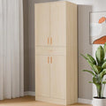 71" Tall 4 Doors Wood Freestanding Cupboard with Sliding Drawer and 2 Adjustable Shelves, Oak K5887