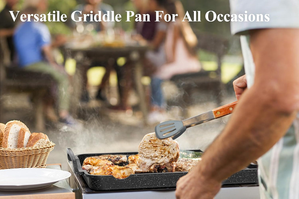 Nonstick 16.5"x12.0" Double Burner Granite Griddle Pan M6887
