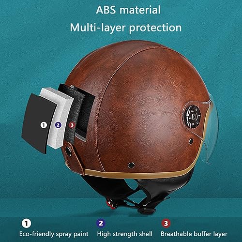 Leather Vintage Motorcycle 3/4 Helmet G638