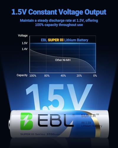 12 Pack 1.5V 3700mAh AA Lithium Batteries L65240