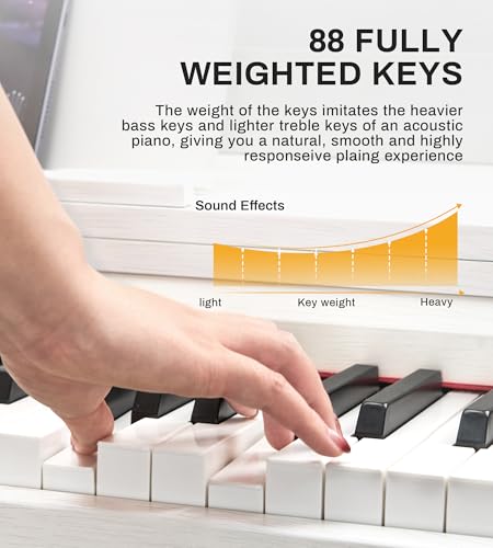 White 88 Keys Weighted Hammer Action Digital Piano Keyboard with Furniture Stand D363792