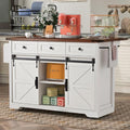 Rustic Kitchen Island With Power Outlet, Sliding Barn Doors, Drop Leaf, Drawers and Spice Rack H231543