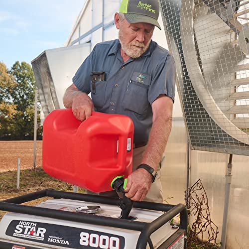 Red Plastic 5 Gal Gasoline Can with Controllable Flow Nozzle R144
