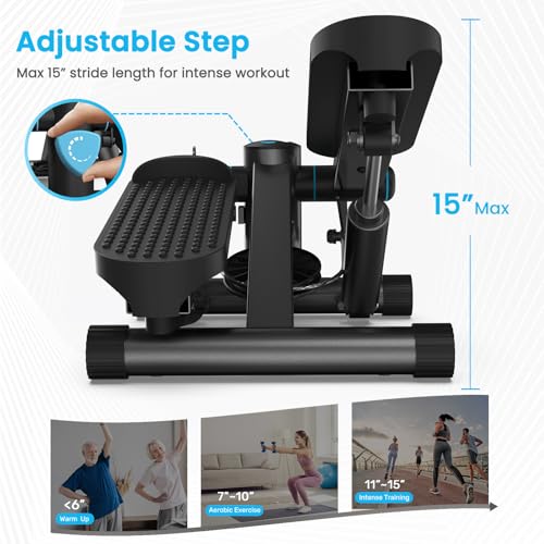 Mini Stepper with Resistance Bands, 330 lbs Capacity, LCD Monitor W681449