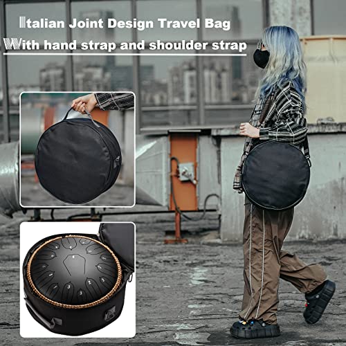 14 Inch 15 Notes Steel Tongue Drum with Travel Bag Mallets Music Book C Major Navy D994772
