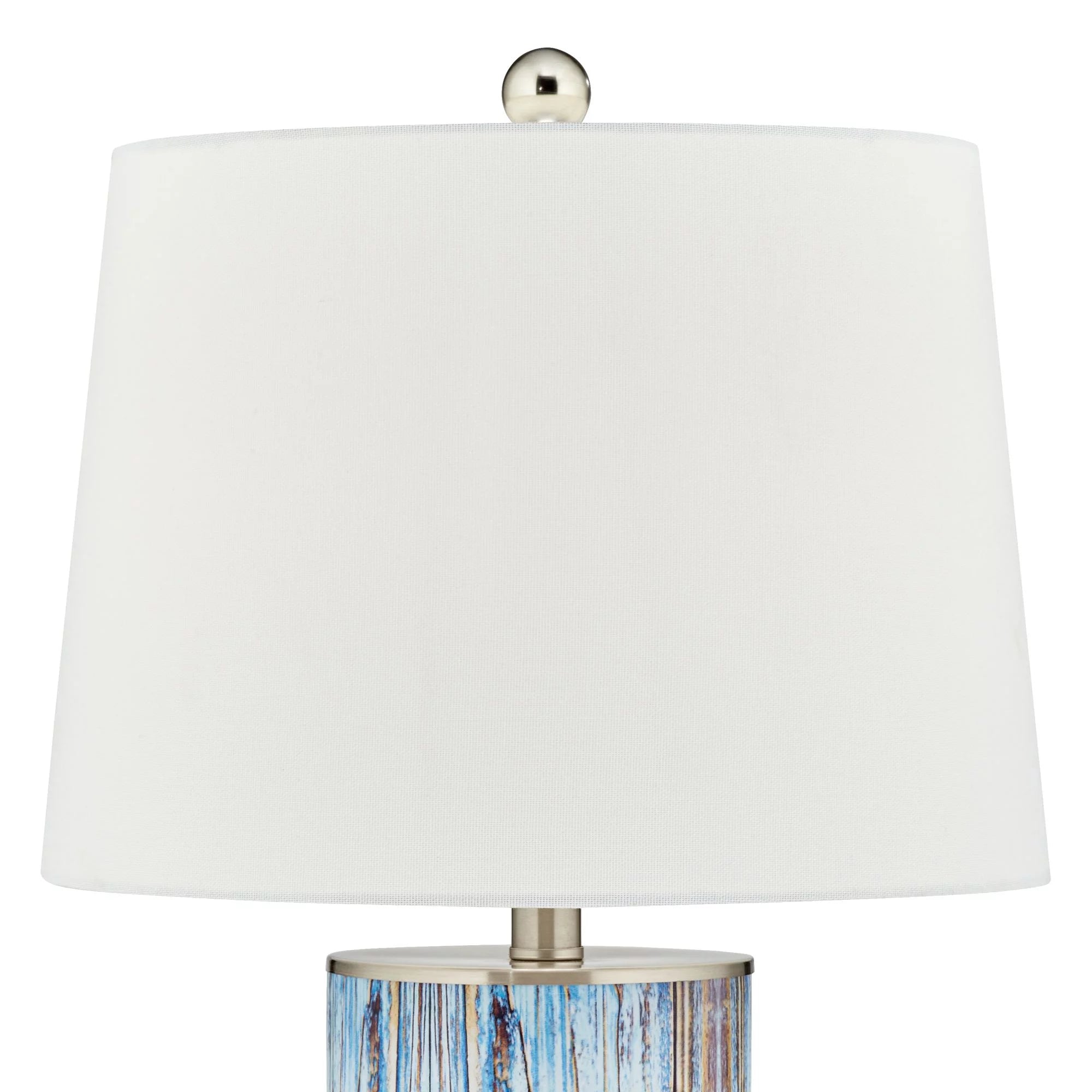 Brushed Nickel Blue Glass White Shade Table Lamp 26 1/2" High X100943