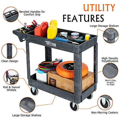 Plastic 3-Tier Utility Cart with Wheels, 550lbs Capacity F71824