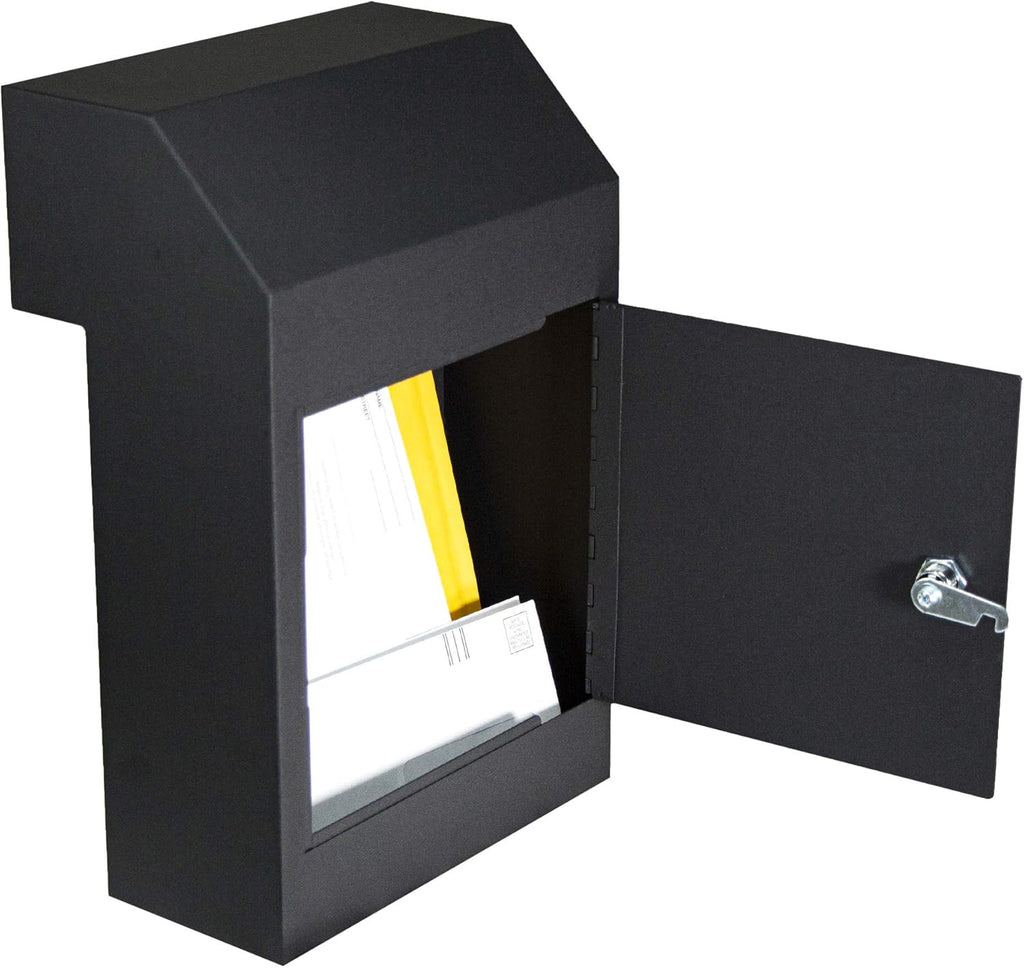 Black Locking Steel Mailbox with Rear Access R386531
