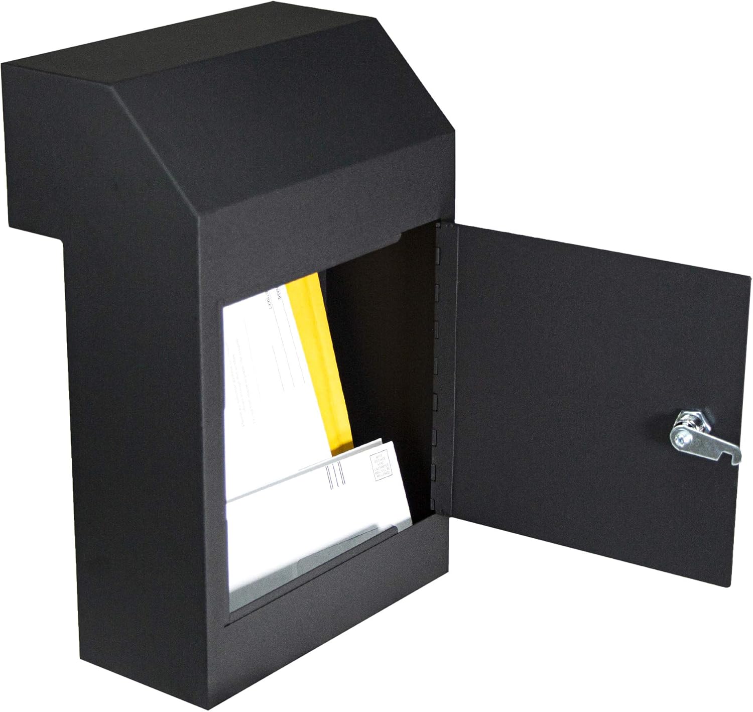 Black Locking Steel Mailbox with Rear Access R386531