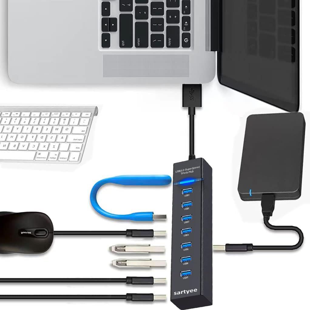 7 Port USB Hub Data Splitter Extender H1458