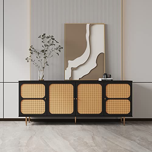 Rattan Sideboard Buffet Cabinet with Adjustable Shelf D981